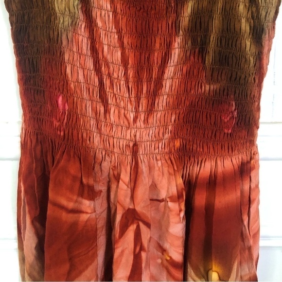 Boho Festival TIE Dye Ruched Beach Midi Dress Medium - Picture 7 of 9